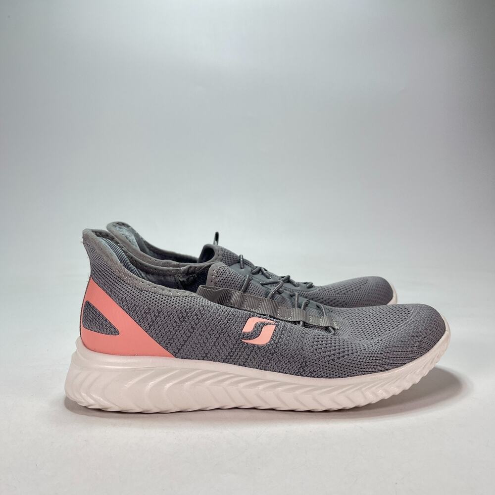 STQ Gray Pink Casual Shoes Comfort Slip On Walking Sneakers Womens Size 7.5